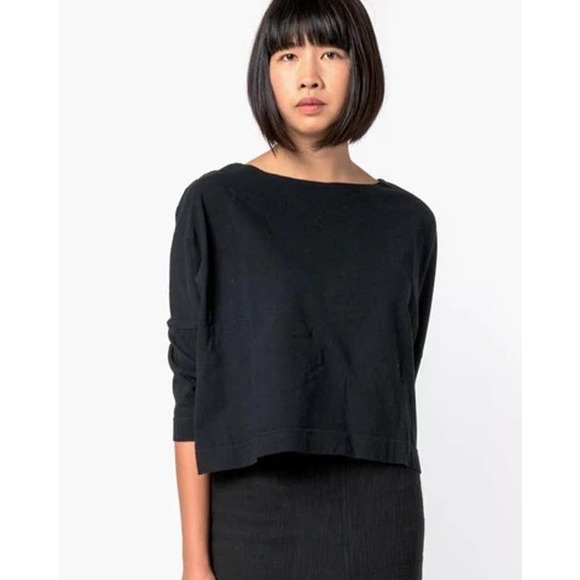 Smock Mohawk Boat Neck Top Black sz Medium - Picture 1 of 7